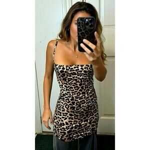 Nasty Gal Leopard Ruched Corset Top NWT US Sz6/UK10 Sexy Baddie Hot Y2K Club